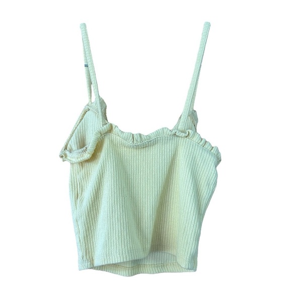 Garage Yellow Ribbed Spaghetti Strap Crop Tank XS - Picture 2 of 3